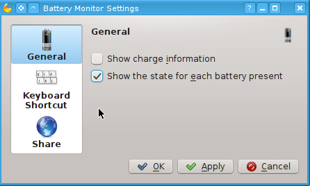 KDE Battery Monitor Settings